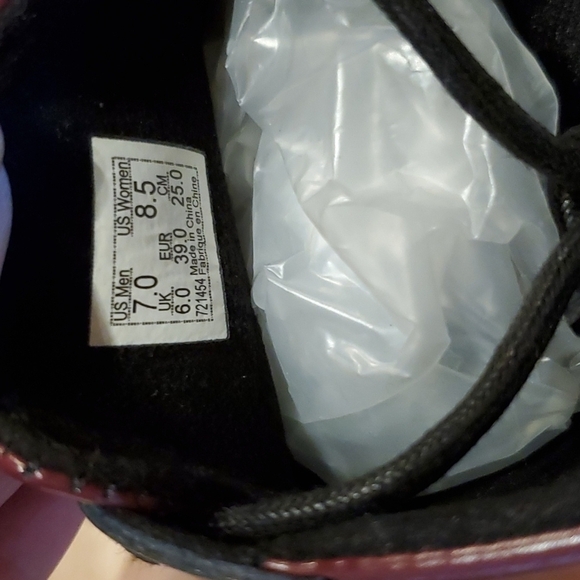 VANS Colfax Low Leather Shoes Red Easy On M7 W8.5 - Picture 5 of 9